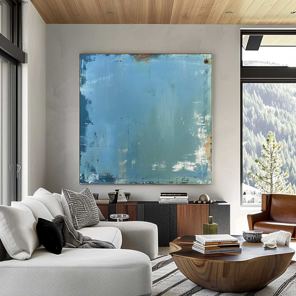 Textured Coastal Blue Abstract Painting