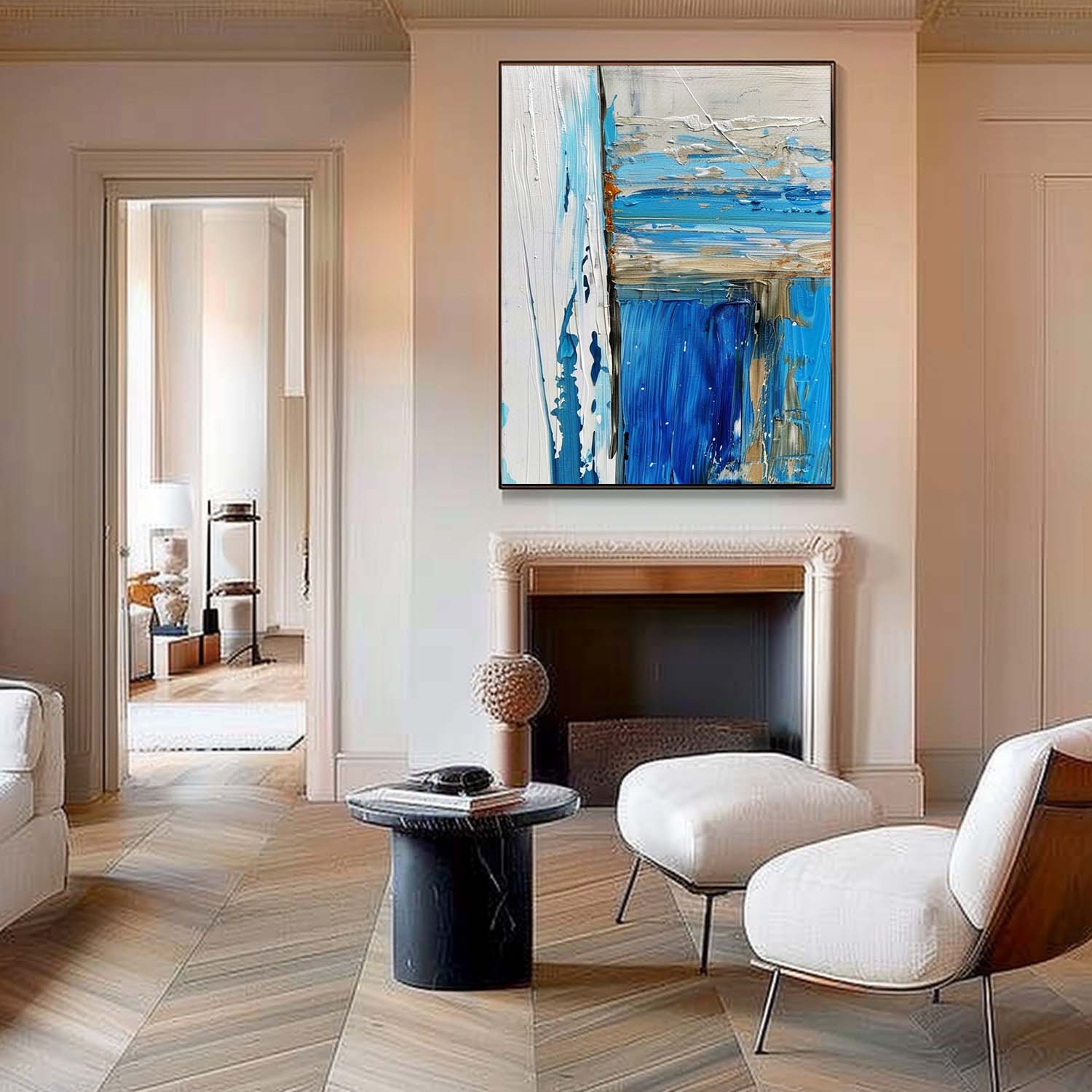 Wall Art Abstract Impasto Blue Dynamic Layer