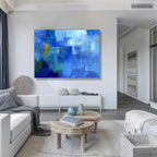 Wall Art Abstract Blue Gradient Minimalist