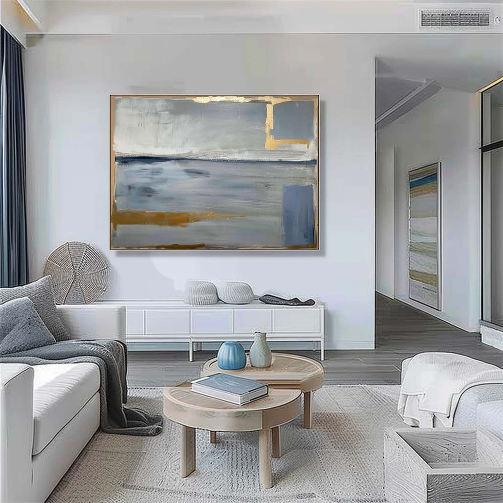 Tactile Neutral Abstract Oil Painting Gold Luxe Modern
