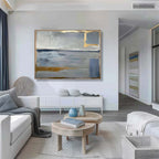 Tactile Neutral Abstract Oil Painting Gold Luxe Modern