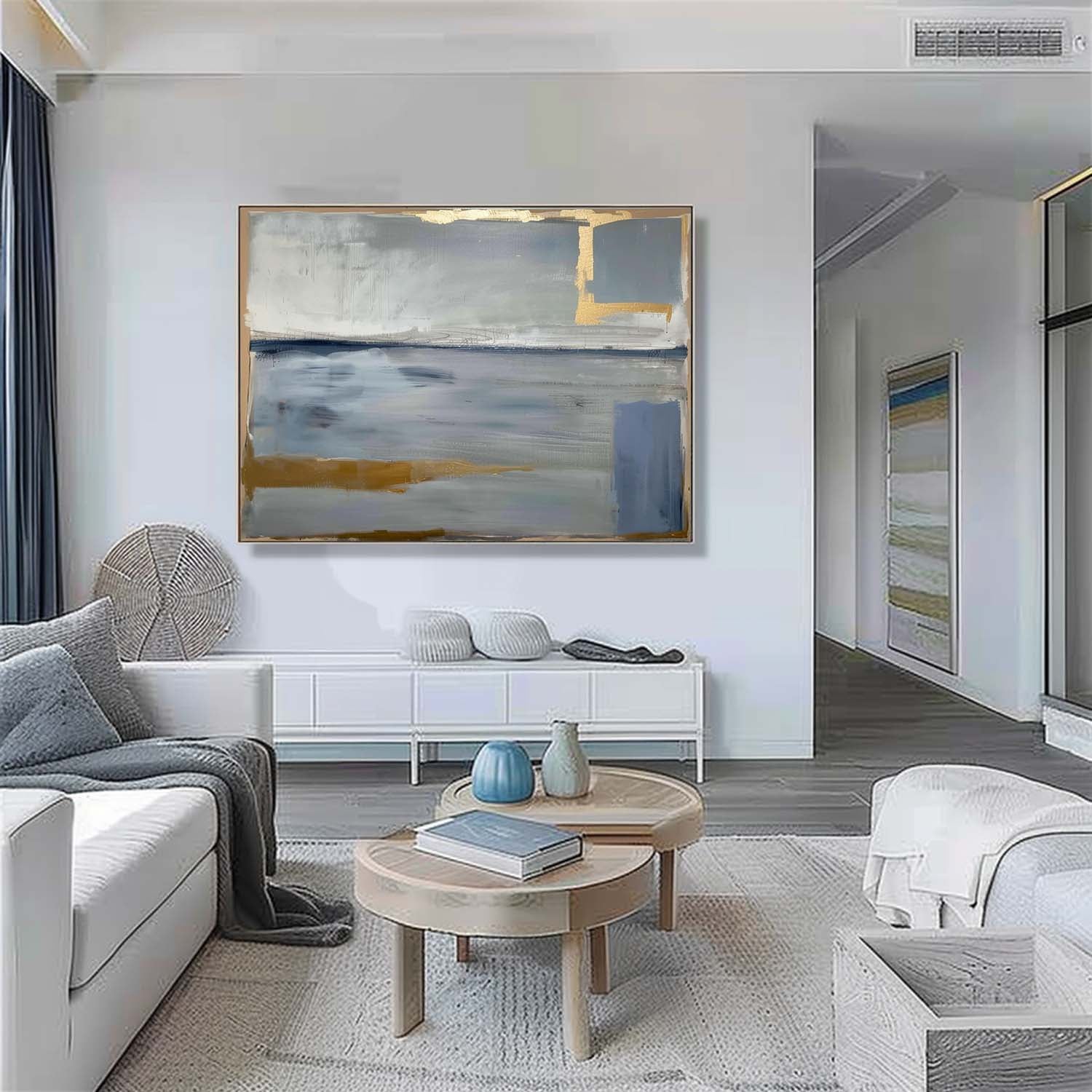 Tactile Neutral Abstract Oil Painting Gold Luxe Modern