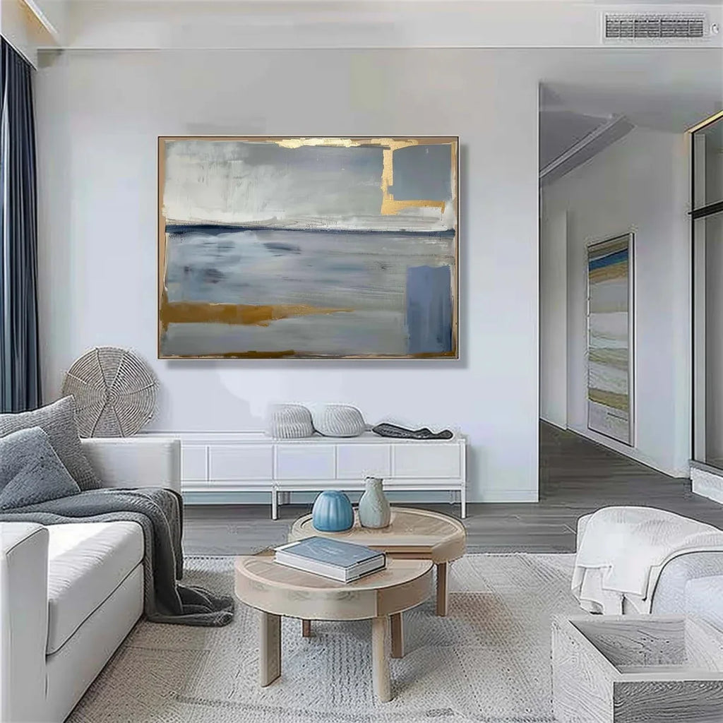 Tactile Neutral Abstract Oil Painting Gold Luxe Modern