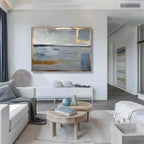 Tactile Neutral Abstract Oil Painting Gold Luxe Modern
