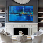 Blue Cityscape Oil Painting