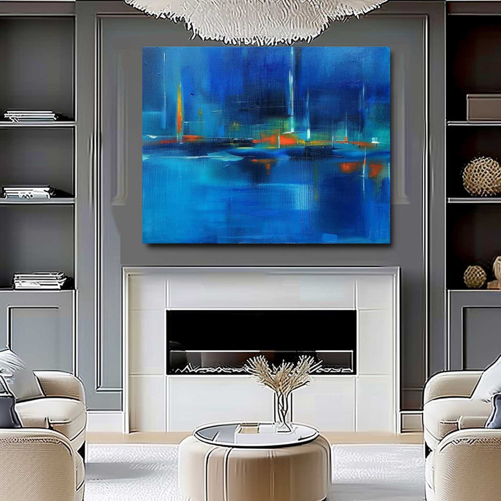 Blue Cityscape Oil Painting