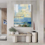 Tactile Soft Blue Oil Painting Neutral Tones Calm Modern