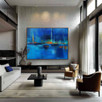 Blue Cityscape Oil Painting