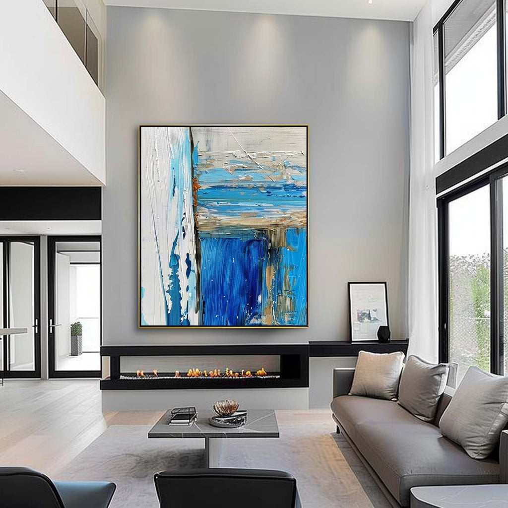 Wall Art Abstract Impasto Blue Dynamic Layer