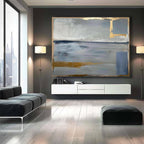 Tactile Neutral Abstract Oil Painting Gold Luxe Modern