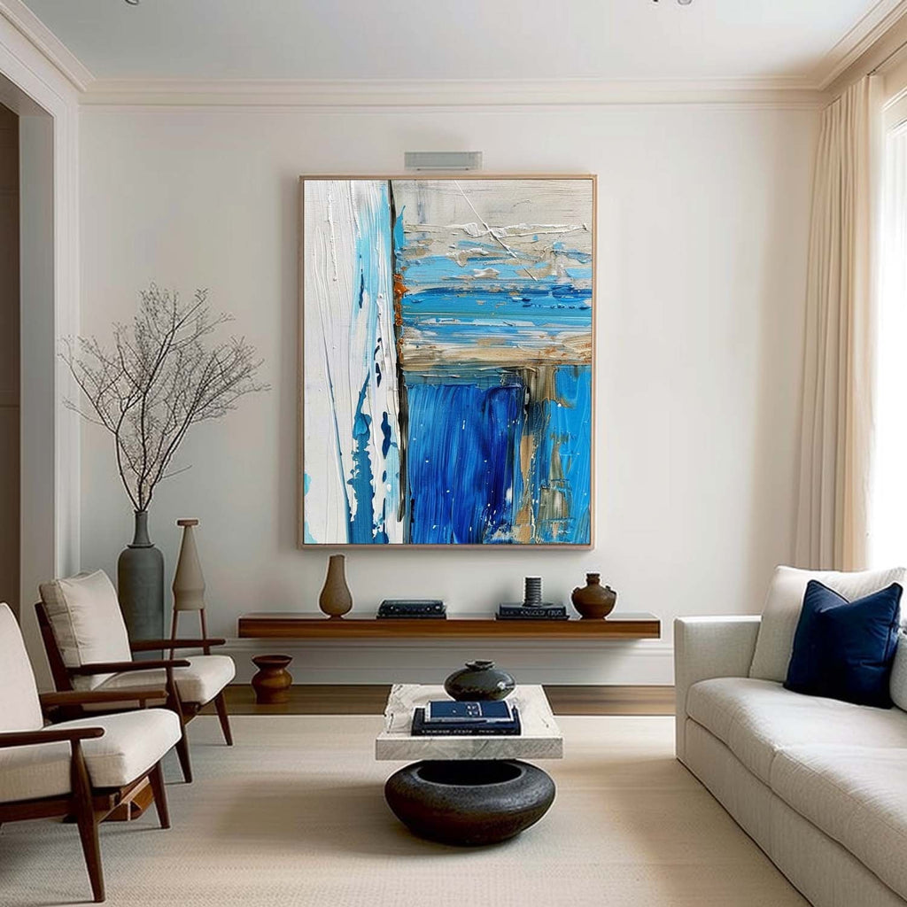 Wall Art Abstract Impasto Blue Dynamic Layer