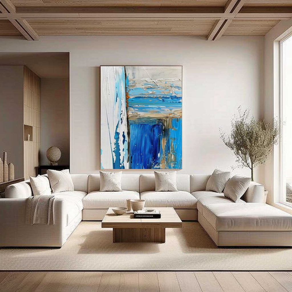 Wall Art Abstract Impasto Blue Dynamic Layer