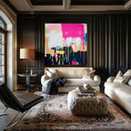 Vibrant Pink Drip Abstract Expressionist Painting