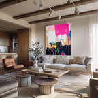 Vibrant Pink Drip Abstract Expressionist Painting