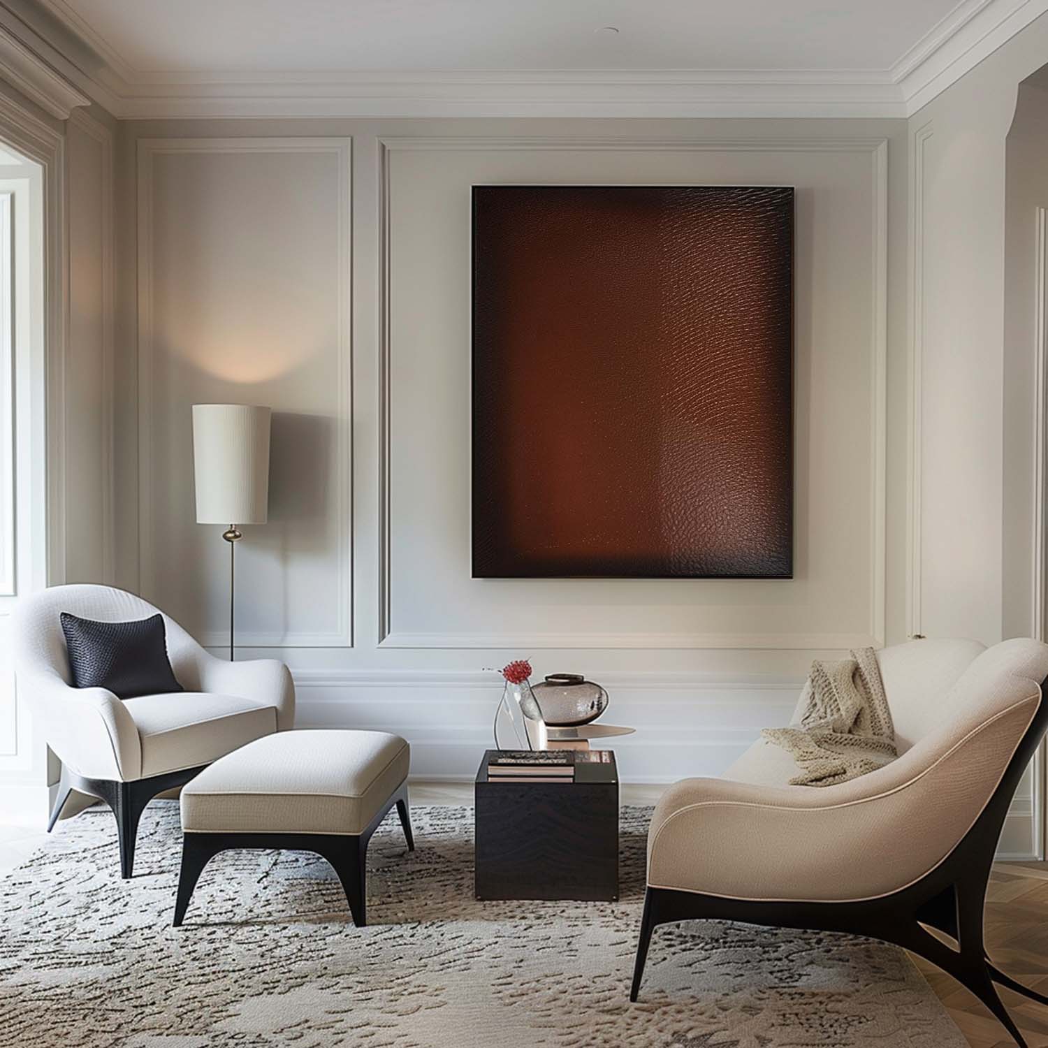 Dark Brown Leather Effect Oil Painting