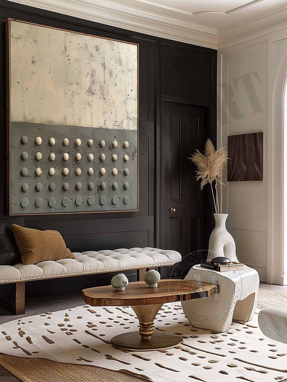 Neutral Tone Textured 3D Dot Wall Art