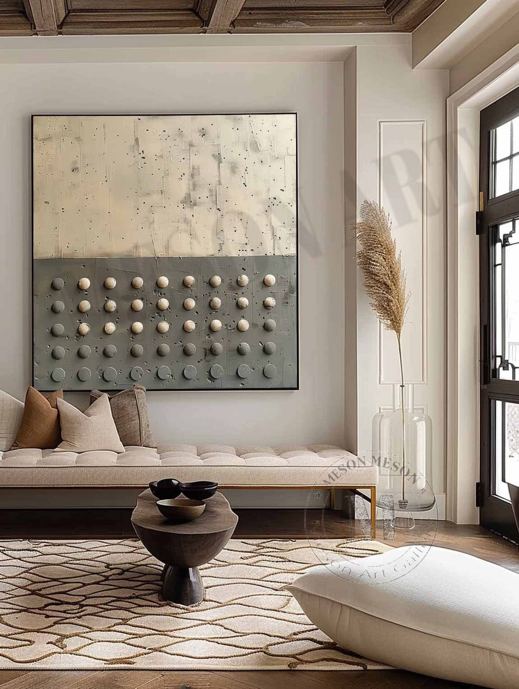 Neutral Tone Textured 3D Dot Wall Art