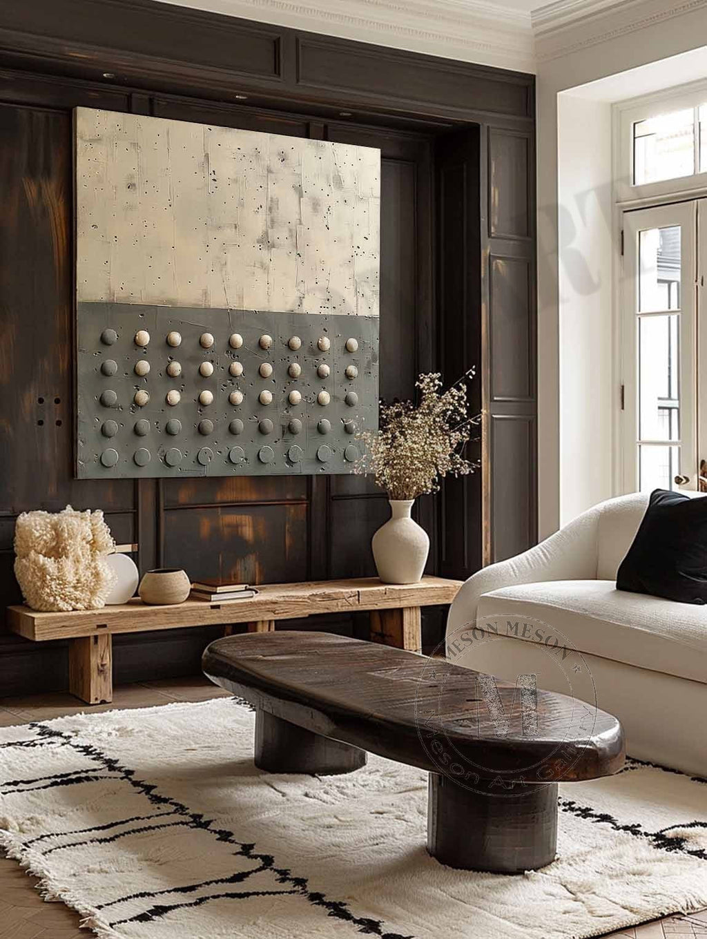 Neutral Tone Textured 3D Dot Wall Art