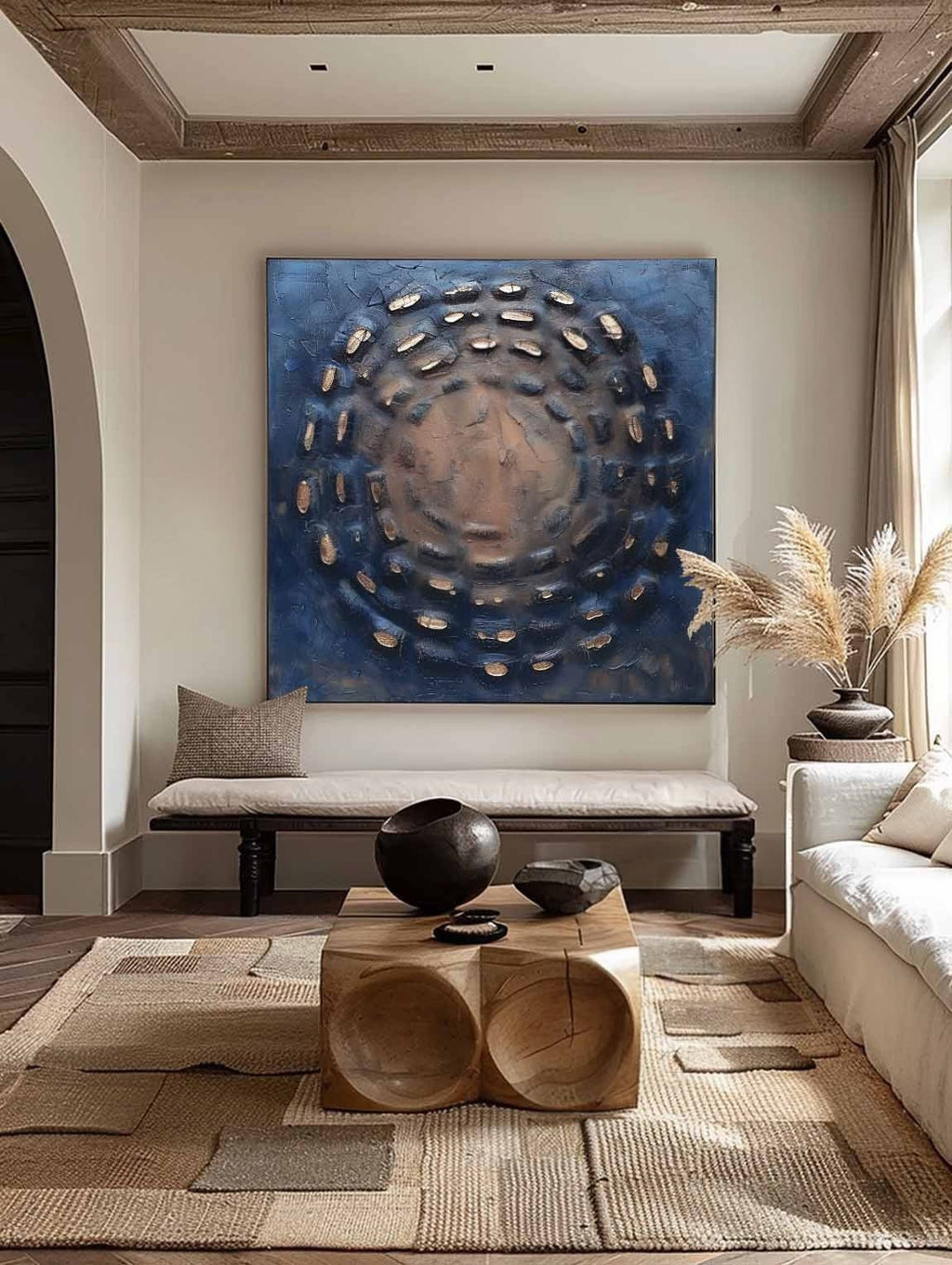 Circular Textured Abstract Art Oil Painting