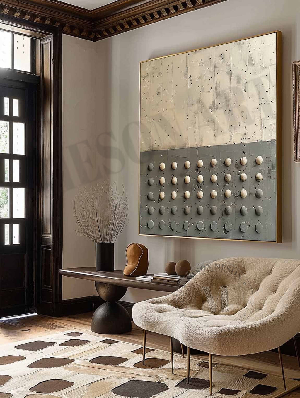 Neutral Tone Textured 3D Dot Wall Art