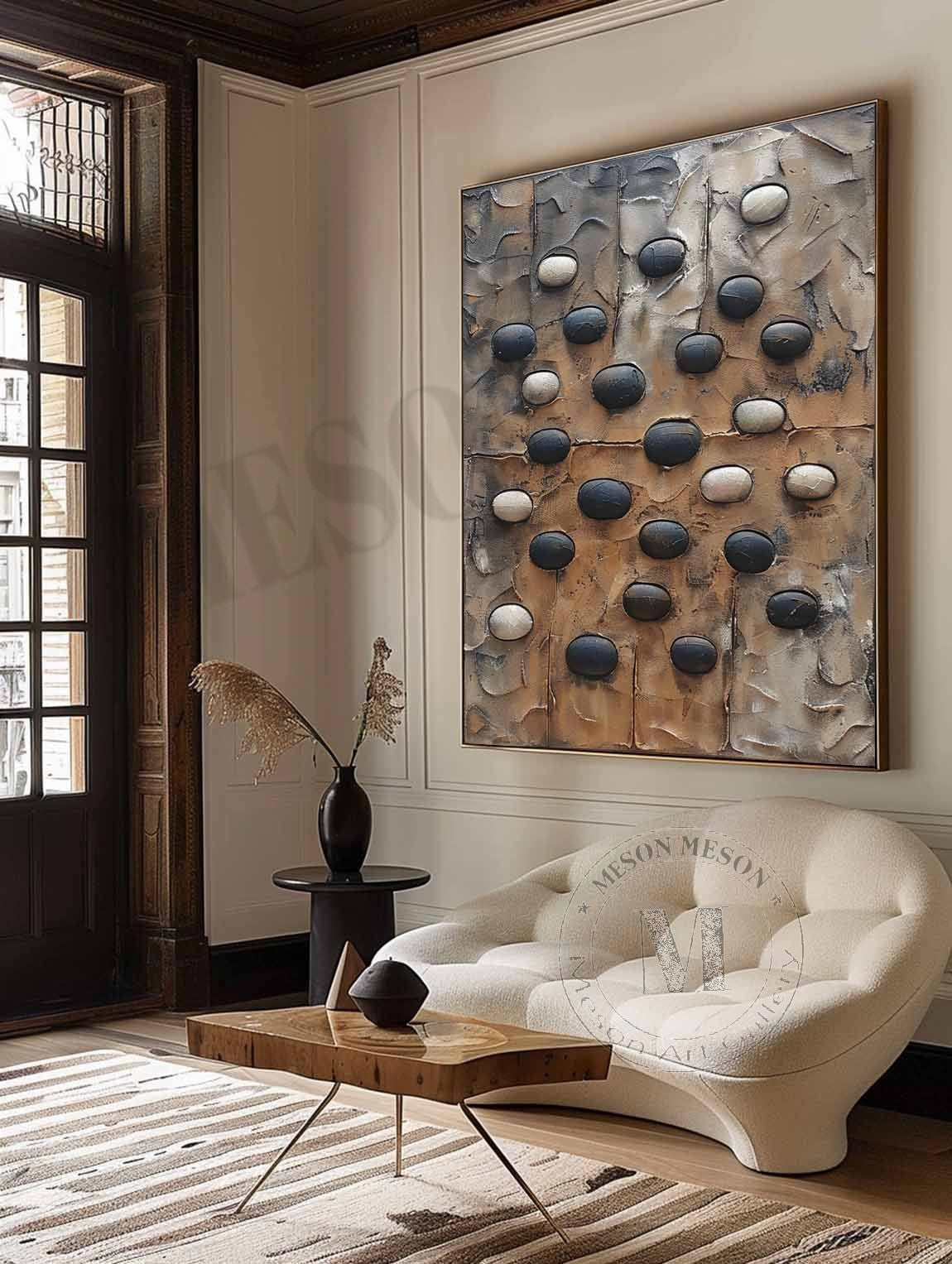 Textured River Stone Relief Painting