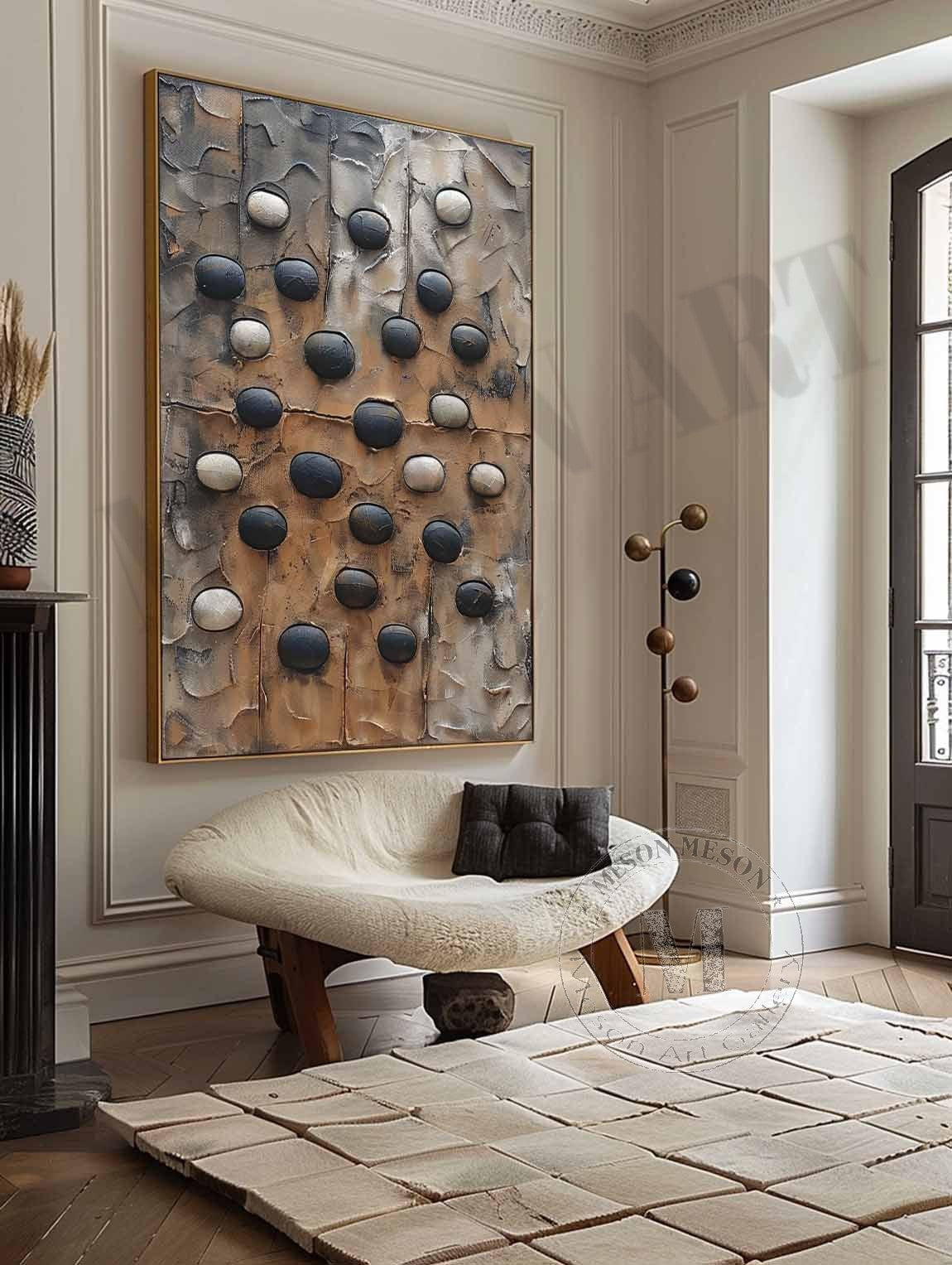 Textured River Stone Relief Painting