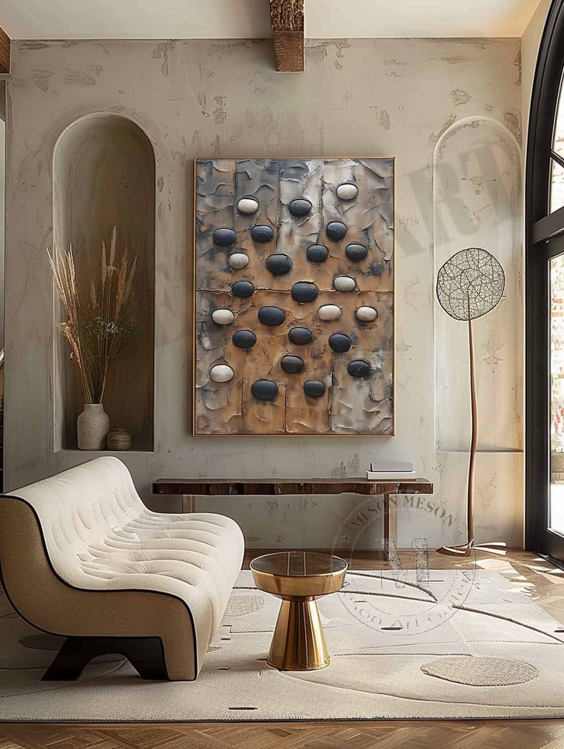 Textured River Stone Relief Painting