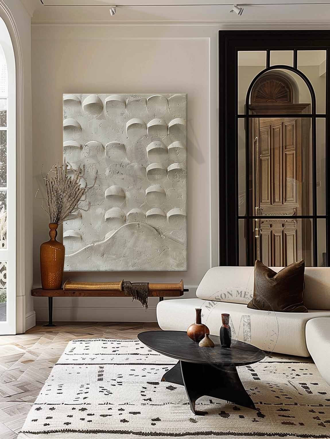 Concrete Texture Semi-Circular Relief Painting