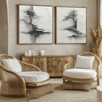 Wabi-Sabi Solitary Tree Diptych Painting