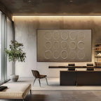 Wabi-Sabi Minimalist Circular Grid Textured Wall Art