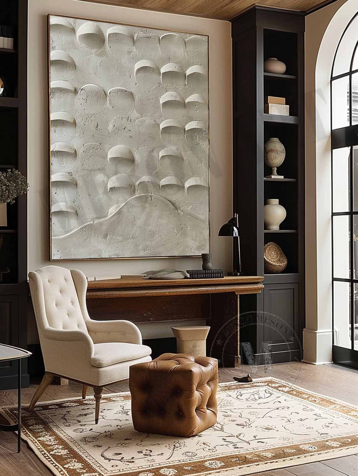 Concrete Texture Semi-Circular Relief Painting
