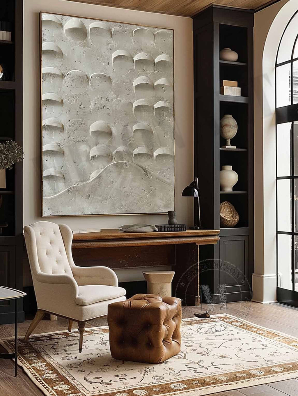 Concrete Texture Semi-Circular Relief Painting