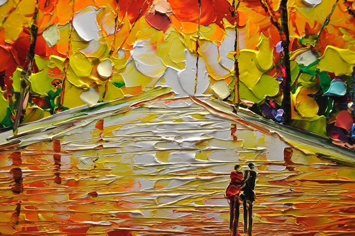 Autumn Walk Impasto Landscape Painting