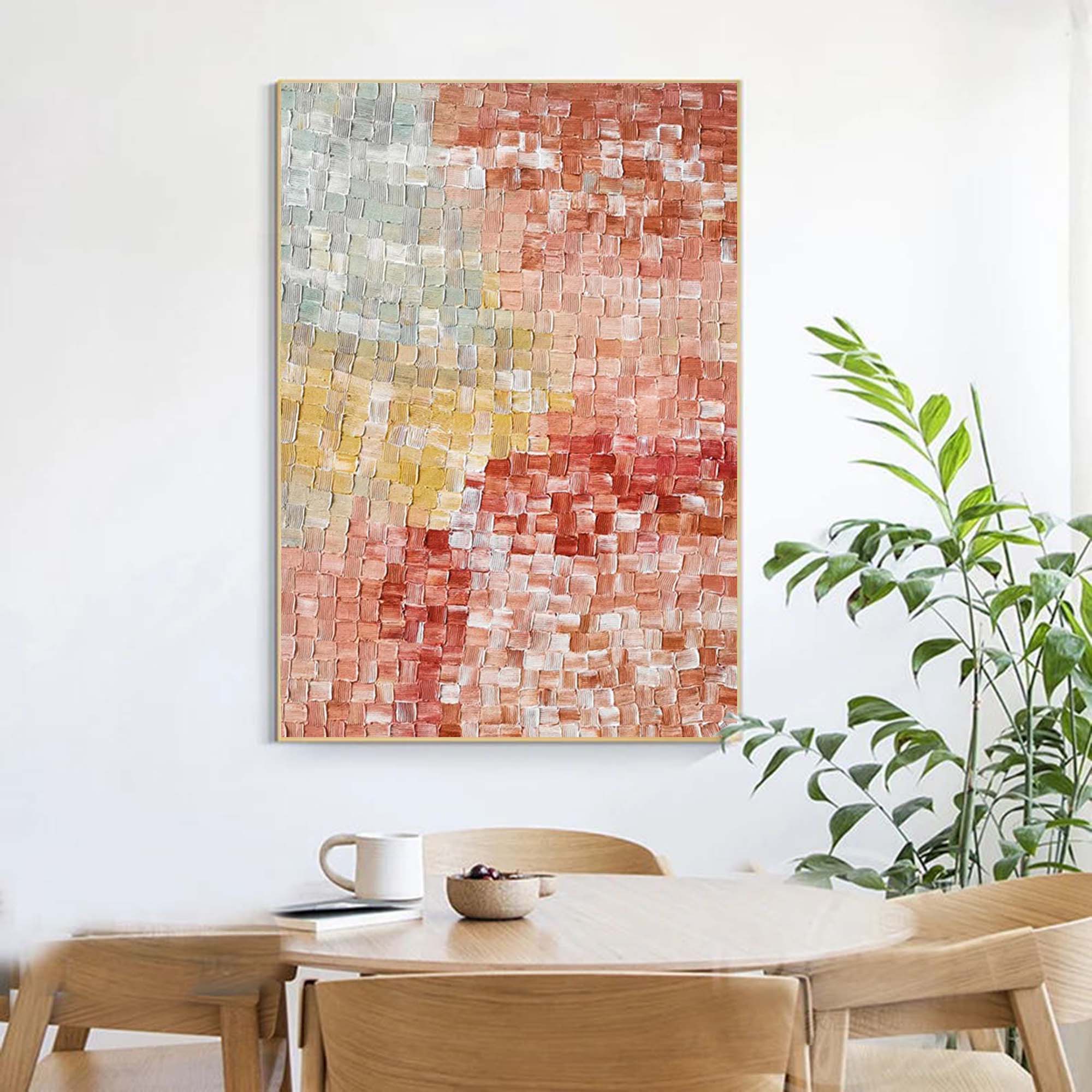 Textured Pixel Color Block Oil Painting Gradient Pink