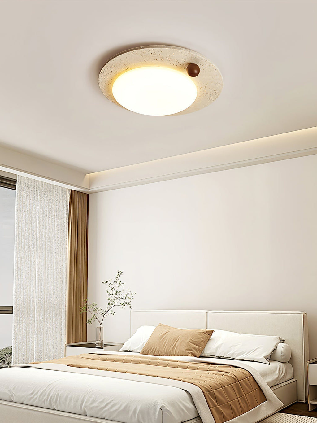Circular Travertine  Ceiling Light