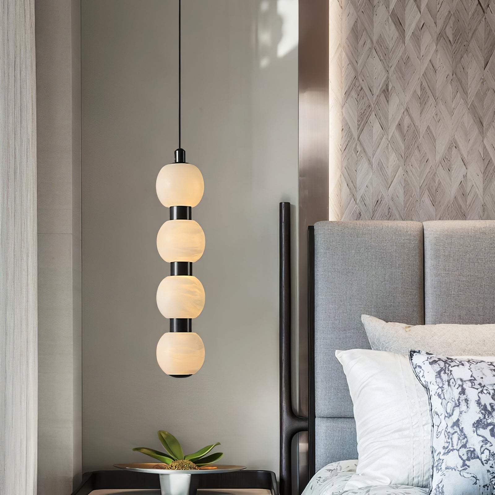 Lyra Modern Alabaster Pendant Light Staircase