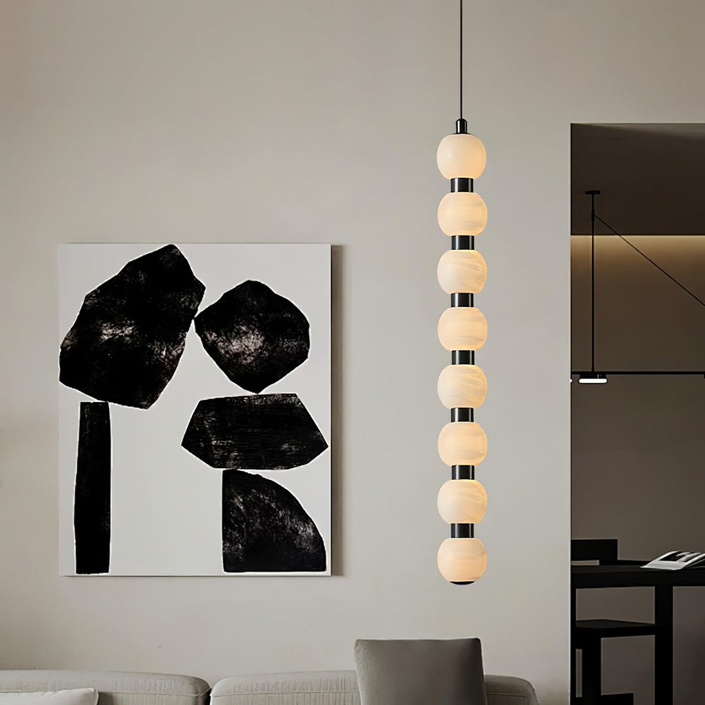 Lyra Modern Alabaster Pendant Light Staircase