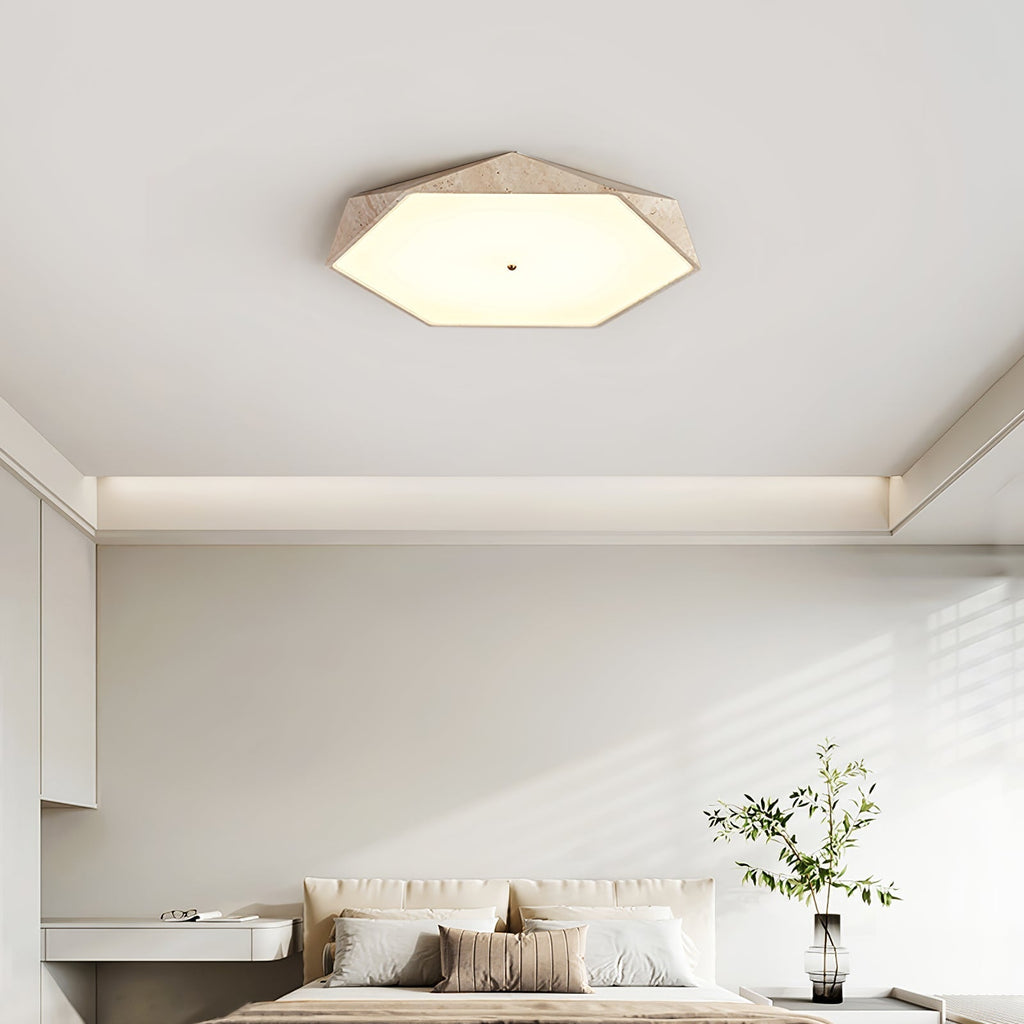 Hexagonal Travertine Ceiling Light
