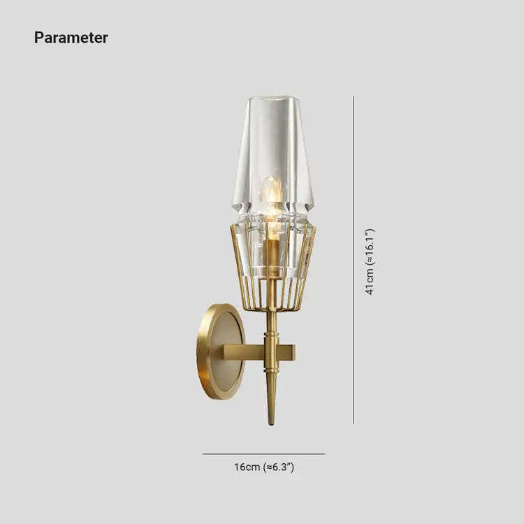 Arisha Vintage Lantern Glass Wall Lamp, Gold