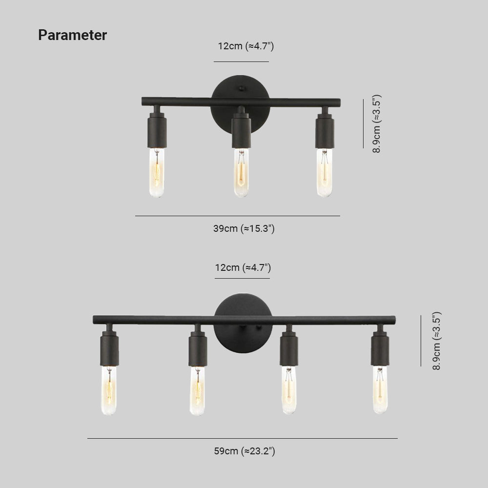 Silva Modern Glass Vanity Wall Lamp, Black, Bathroom, 3/4 Light