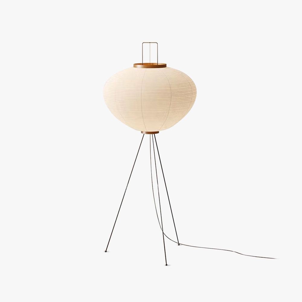 Renée Minimalist Tripod Lantern Paper Floor Lamp, White