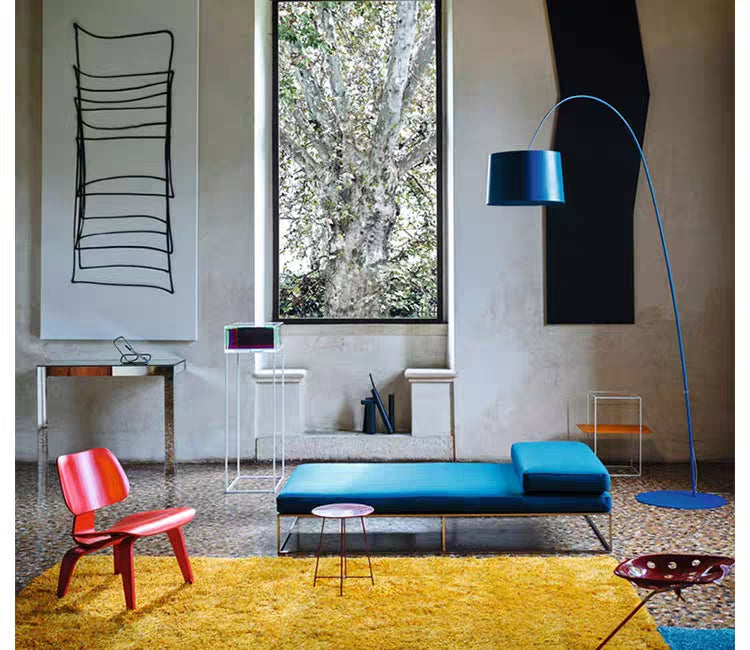 Eryn Floor Lamp Cool Modern, Metal Arc, Black/White/Red/Blue, Bedroom