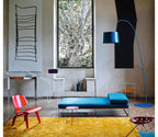 Eryn Floor Lamp Cool Modern, Metal Arc, Black/White/Red/Blue, Bedroom