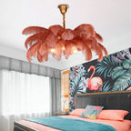 O'Moore Nordic Luxury Pendant Light, Brass/Feather
