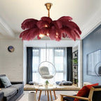 O'Moore Nordic Luxury Pendant Light, Brass/Feather