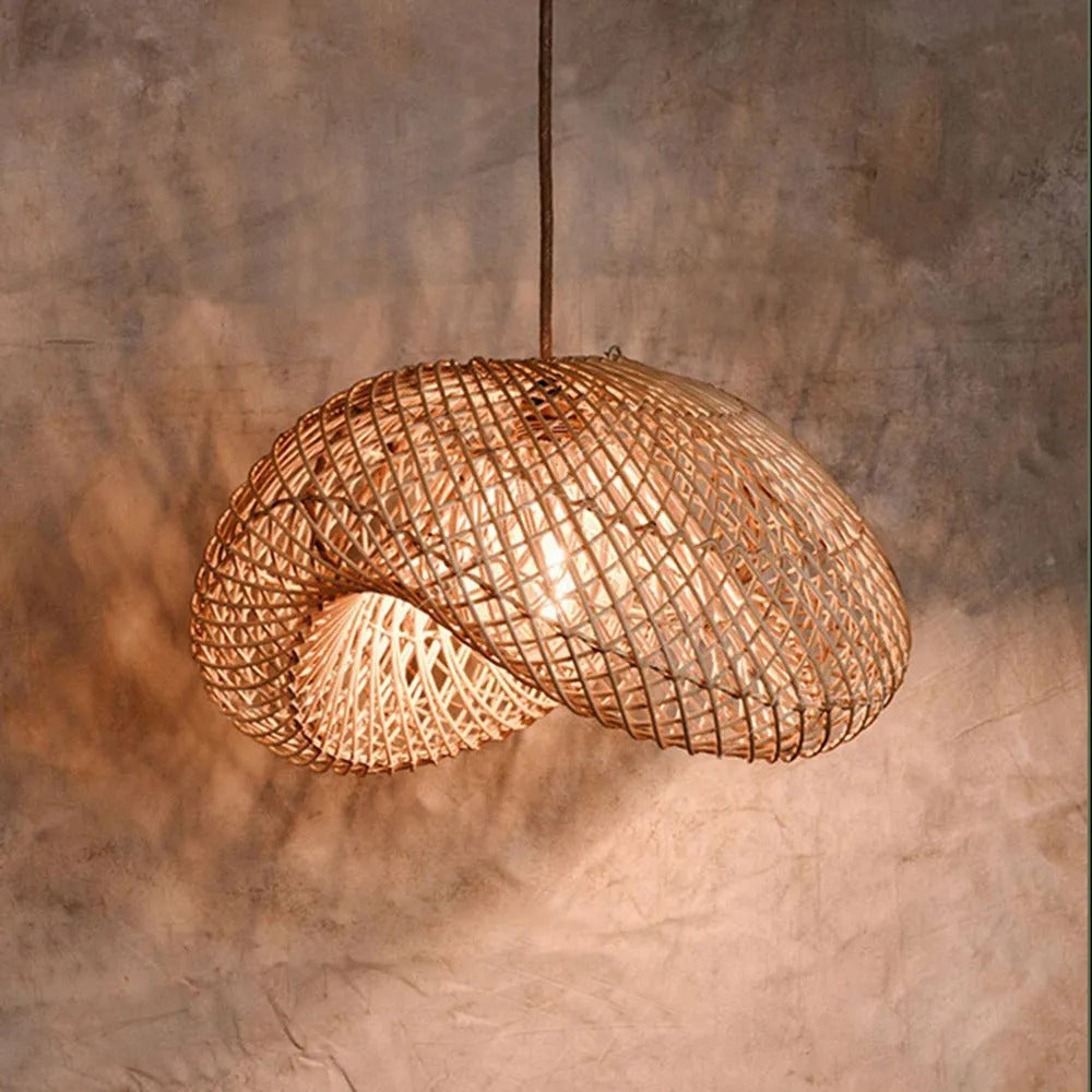 Juno Rustic Rattan Pendant Light Living Room