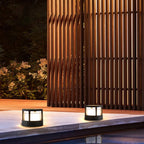 Zyra Modern Metal Cylindrical Outdoor Bollard Light, Black
