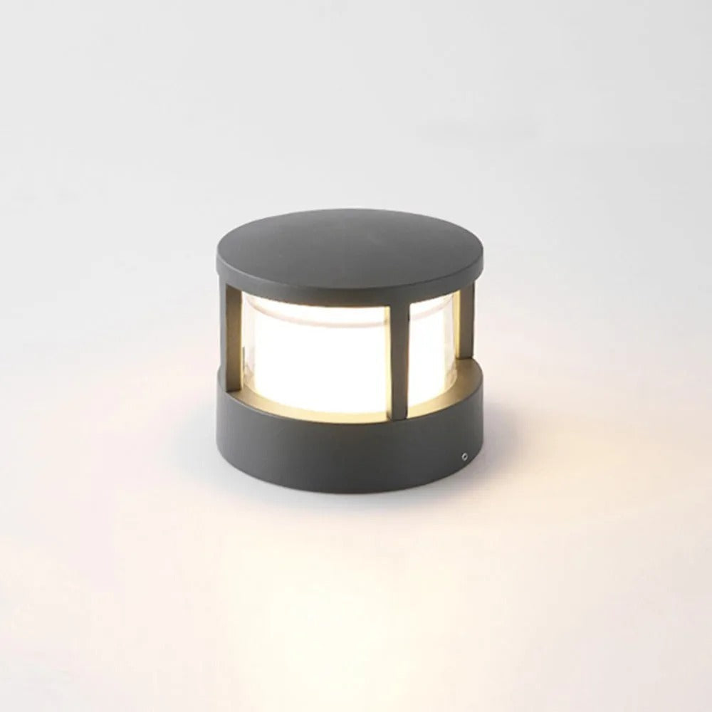 Zyra Modern Metal Cylindrical Outdoor Bollard Light, Black