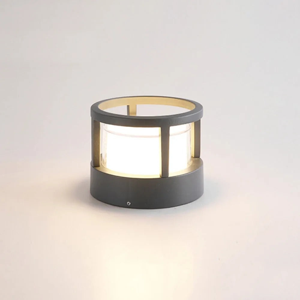 Zyra Modern Metal Cylindrical Outdoor Bollard Light, Black