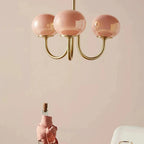 Valentina Retro Art Deco Globe Chandelier, White/Pink/Beige